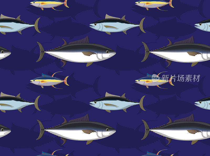 Saltwater Fish Tuna Cartoon Seamless Wallpaper